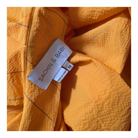 Sachin + Babi one shoulder yellow striped blouse size 10 medium - Picture 5 of 7